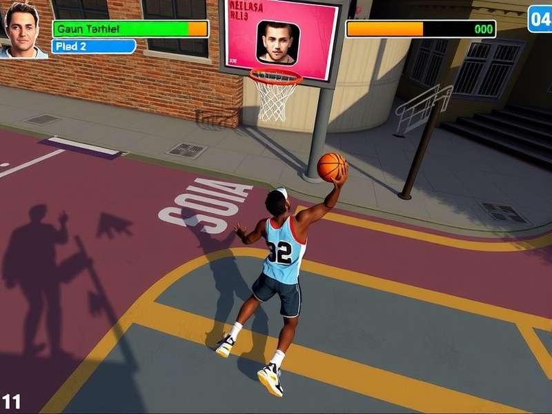 Gully Dunk Dynamite gameplay screenshot showing street basketball action